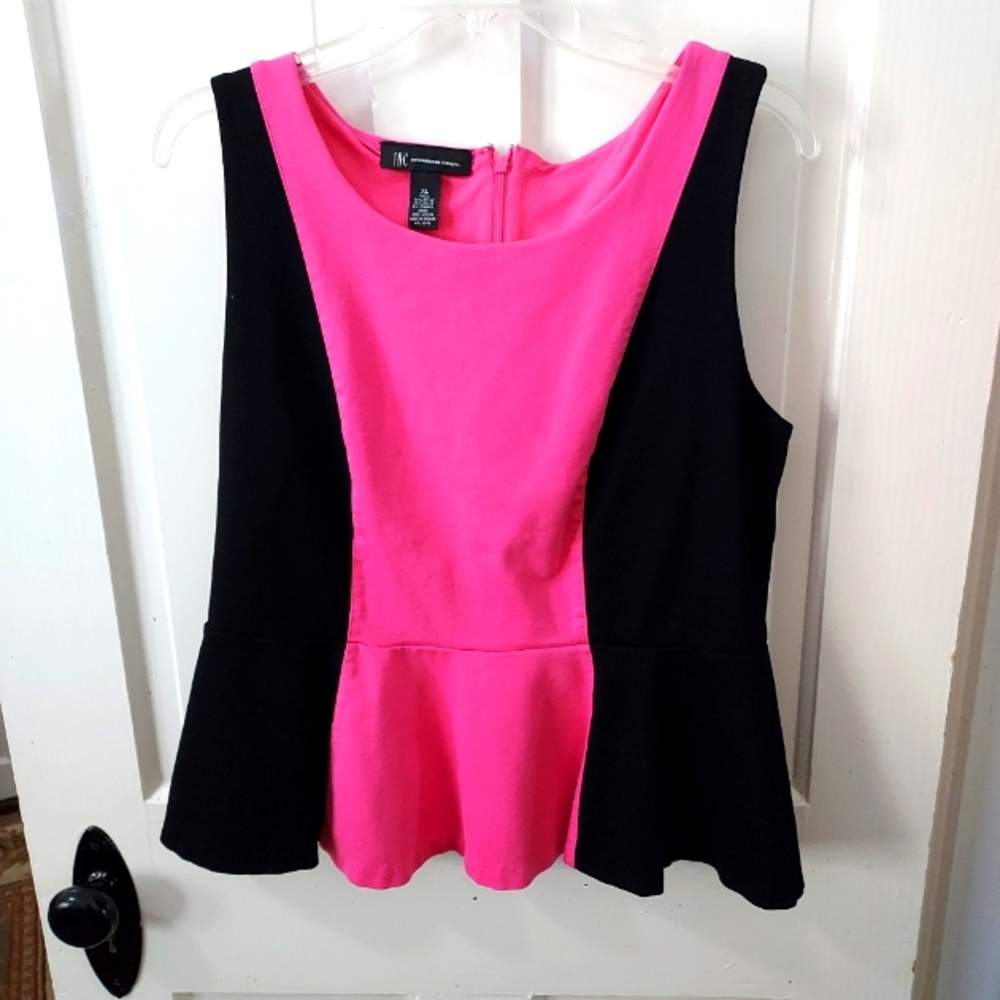 INC Sleeveless lined fitted waist Peplum blouse w/back zip XL